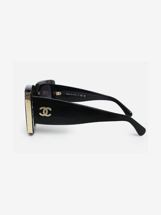 CHANEL 5435 SQUARE SUNGLASSES BLACK & SILVER w/GRAY LENS c501/S4! SHIPS TODAY! main image 4